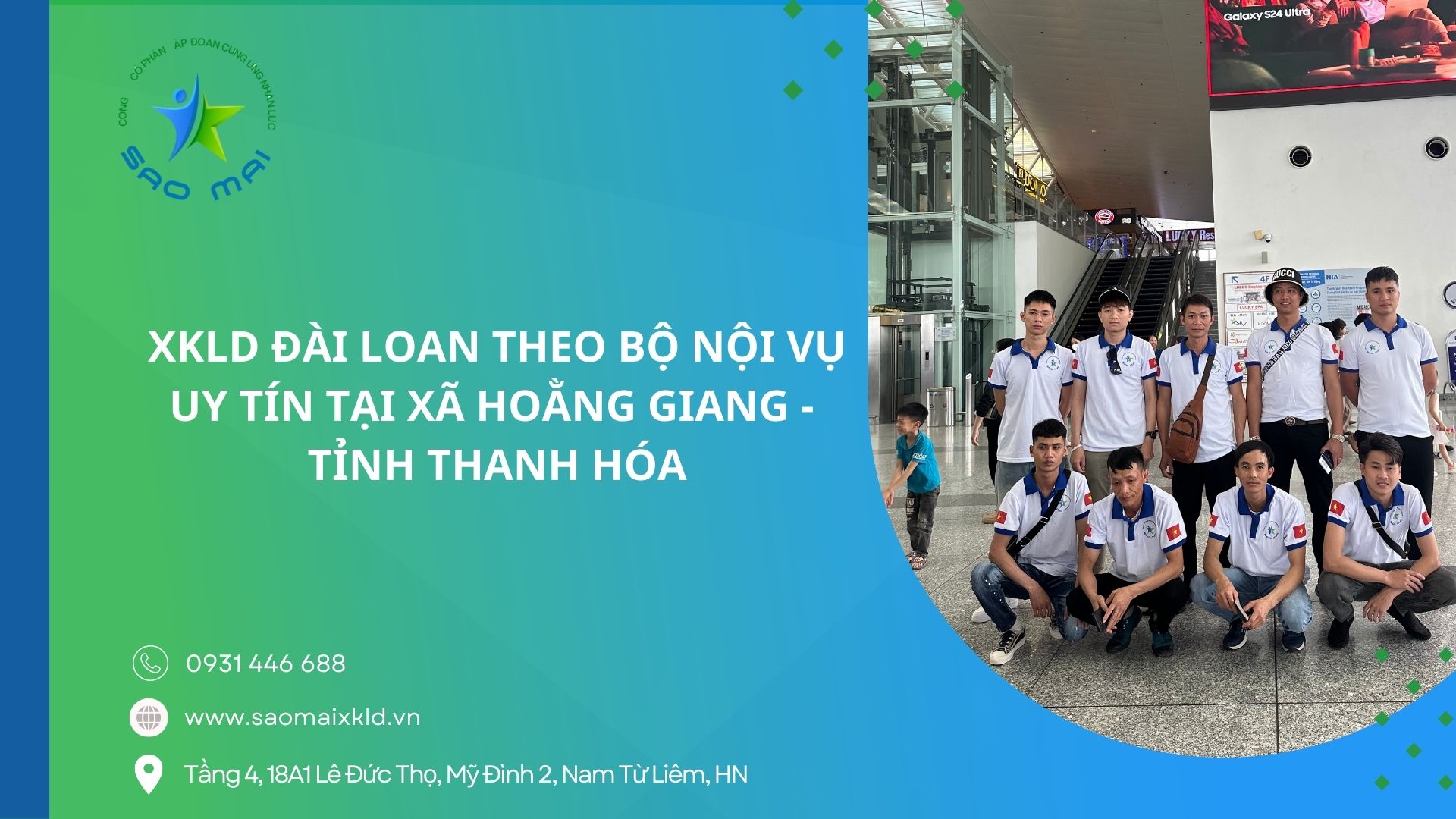 XKLD Đài Loan giấy phép do BLĐTBXH (Bộ Nội vụ) cấp uy tín tại xã Hoằng Giang - tỉnh Thanh Hóa