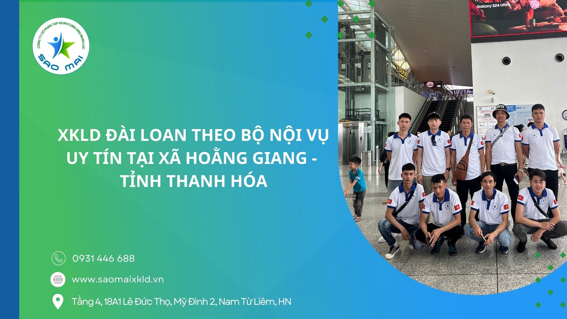 XKLD Đài Loan giấy phép do BLĐTBXH (Bộ Nội vụ) cấp uy tín tại xã Hoằng Giang - tỉnh Thanh Hóa