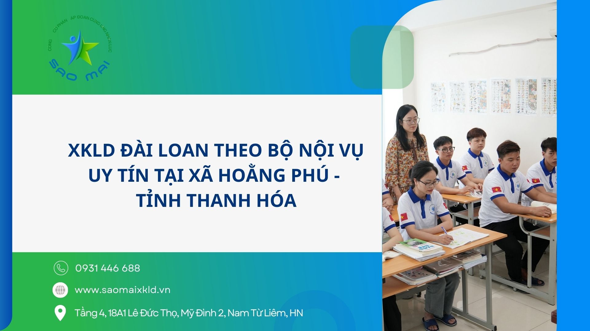 XKLD Đài Loan giấy phép do BLĐTBXH (Bộ Nội vụ) cấp uy tín tại xã Hoằng Phú - tỉnh Thanh Hóa