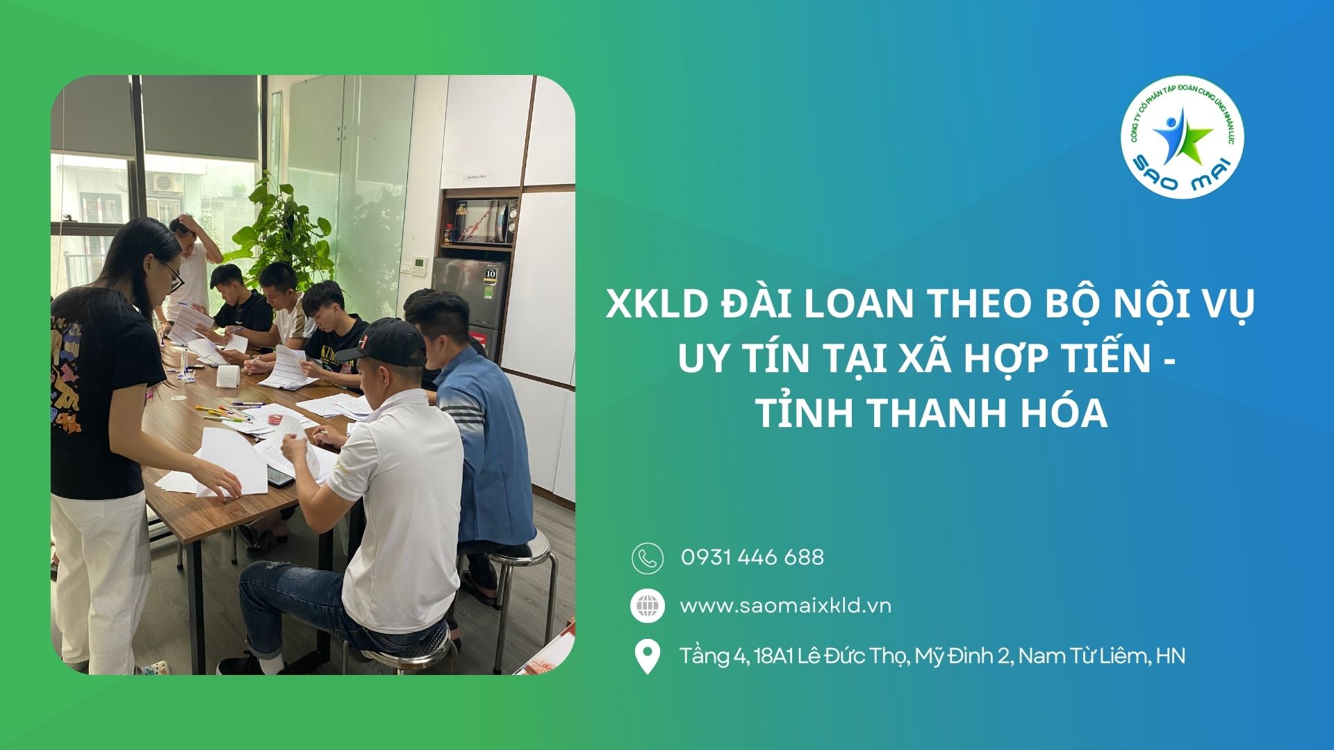 XKLD Đài Loan giấy phép do BLĐTBXH (Bộ Nội vụ) cấp uy tín tại xã Hợp Tiến - tỉnh Thanh Hóa