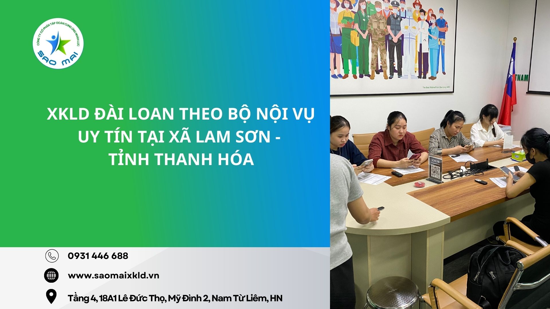 XKLD Đài Loan giấy phép do BLĐTBXH (Bộ Nội vụ) cấp uy tín tại xã Lam Sơn - tỉnh Thanh Hóa