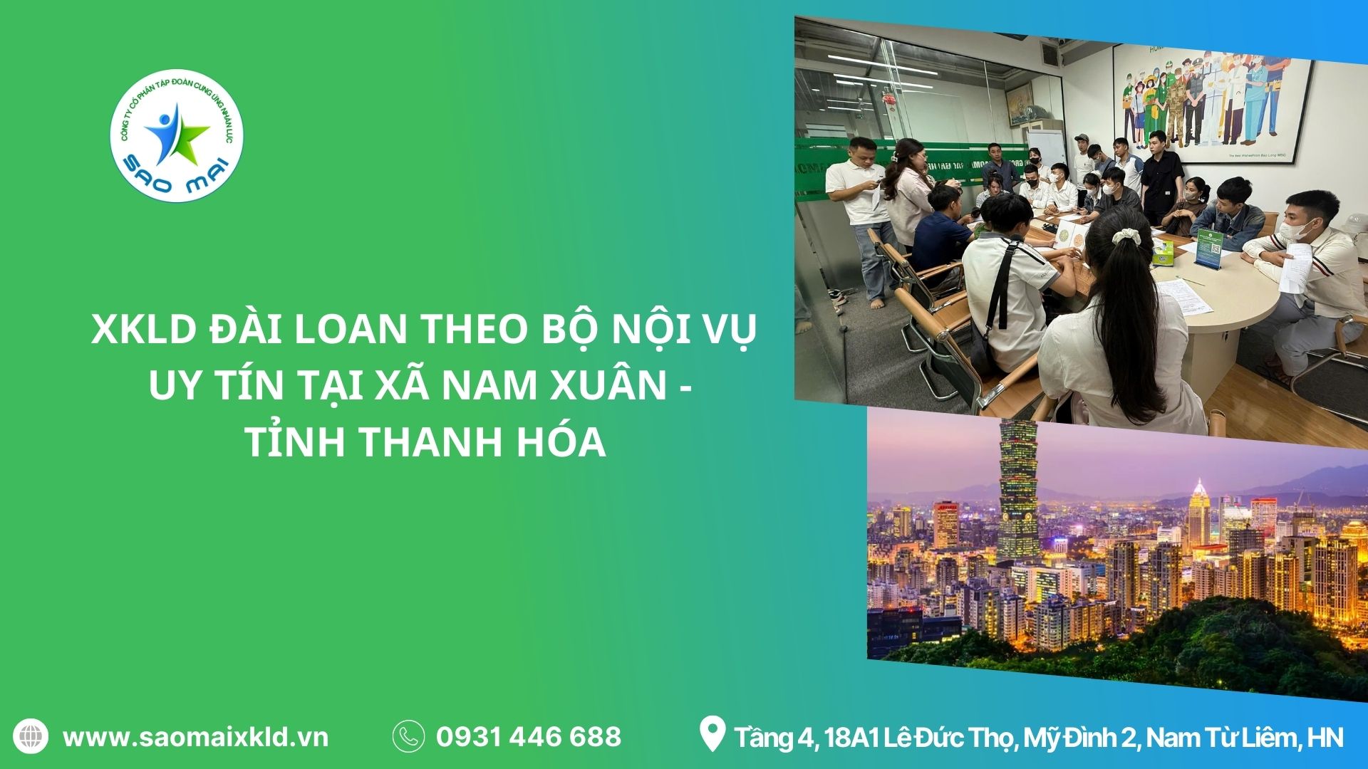 XKLD Đài Loan giấy phép do BLĐTBXH (Bộ Nội vụ) cấp uy tín tại xã Nam Xuân - tỉnh Thanh Hóa