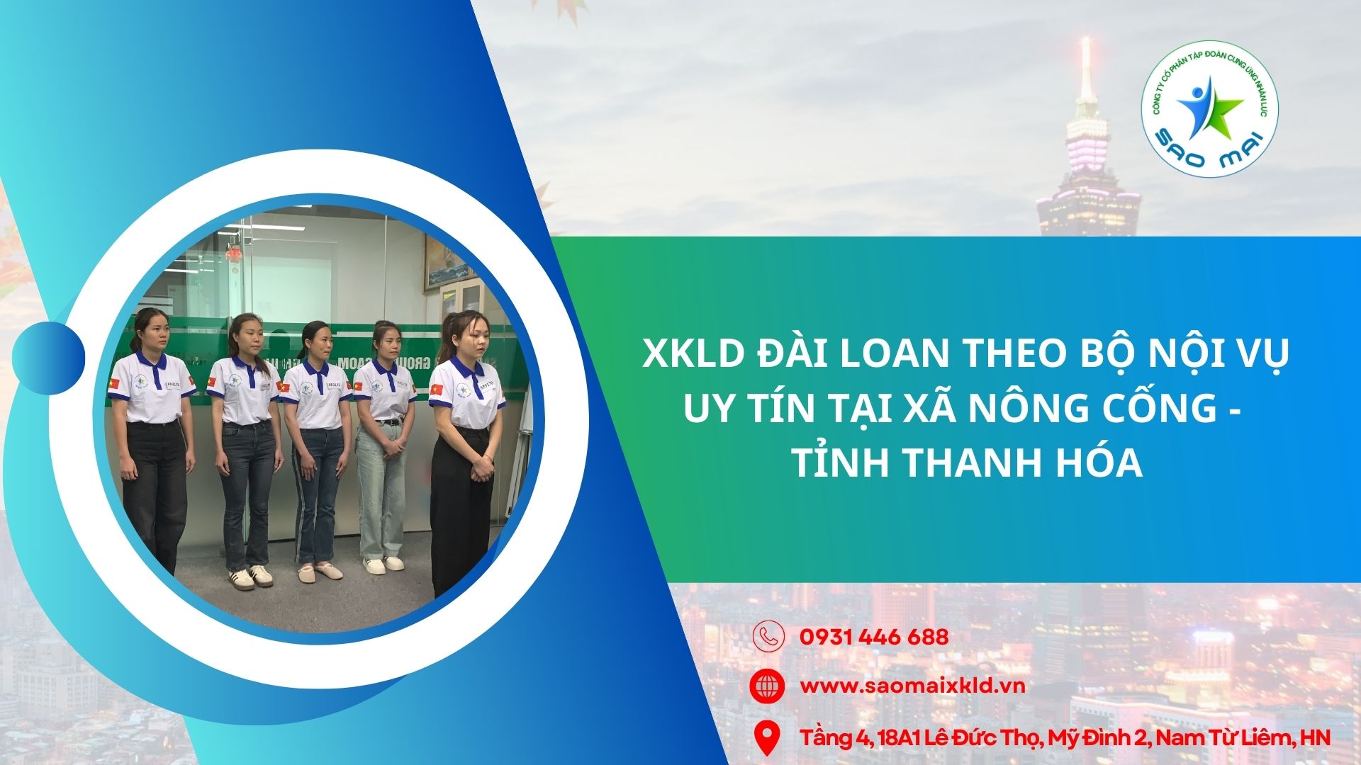 XKLD Đài Loan giấy phép do BLĐTBXH (Bộ Nội vụ) cấp uy tín tại xã Nông Cống - tỉnh Thanh Hóa