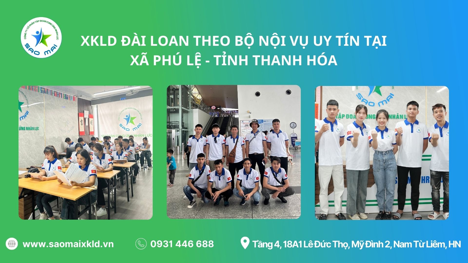 XKLD Đài Loan giấy phép do BLĐTBXH (Bộ Nội vụ) cấp uy tín tại xã Phú Lệ - tỉnh Thanh Hóa