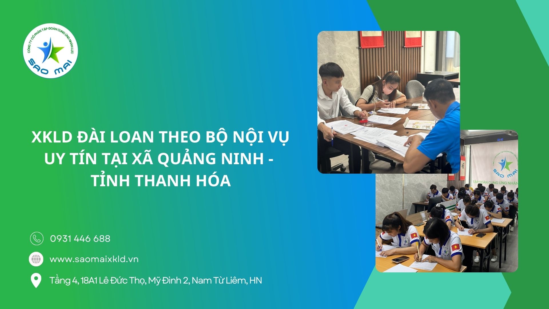 XKLD Đài Loan giấy phép do BLĐTBXH (Bộ Nội vụ) cấp uy tín tại xã Quảng Ninh - tỉnh Thanh Hóa