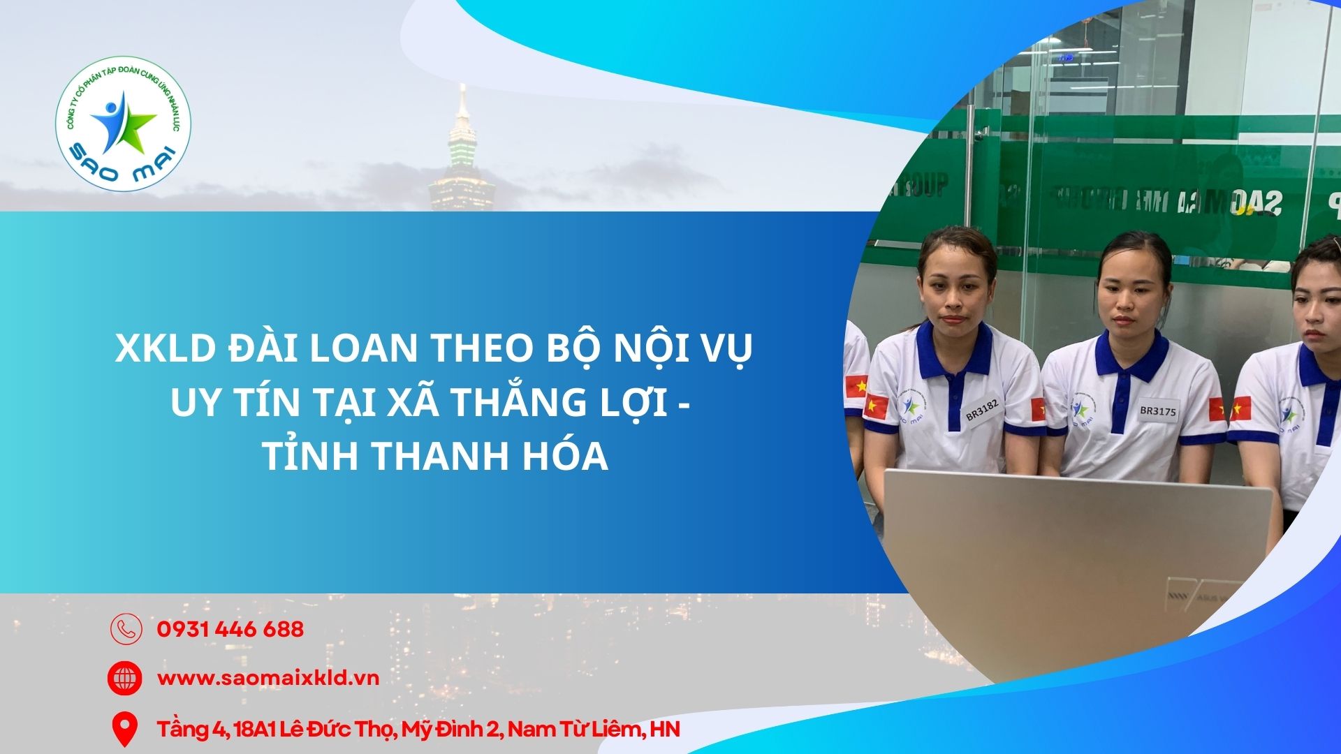 XKLD Đài Loan giấy phép do BLĐTBXH (Bộ Nội vụ) cấp uy tín tại xã Thắng Lợi - tỉnh Thanh Hóa