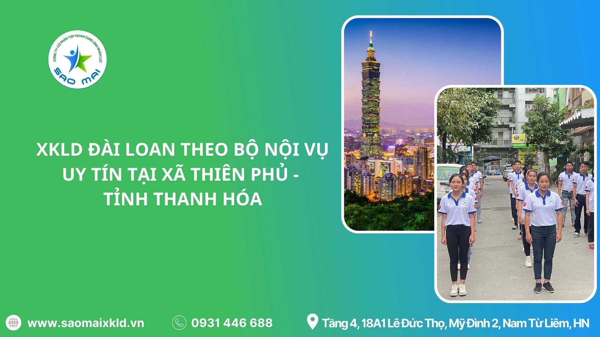 XKLD Đài Loan giấy phép do BLĐTBXH (Bộ Nội vụ) cấp uy tín tại xã Thiên Phủ - tỉnh Thanh Hóa