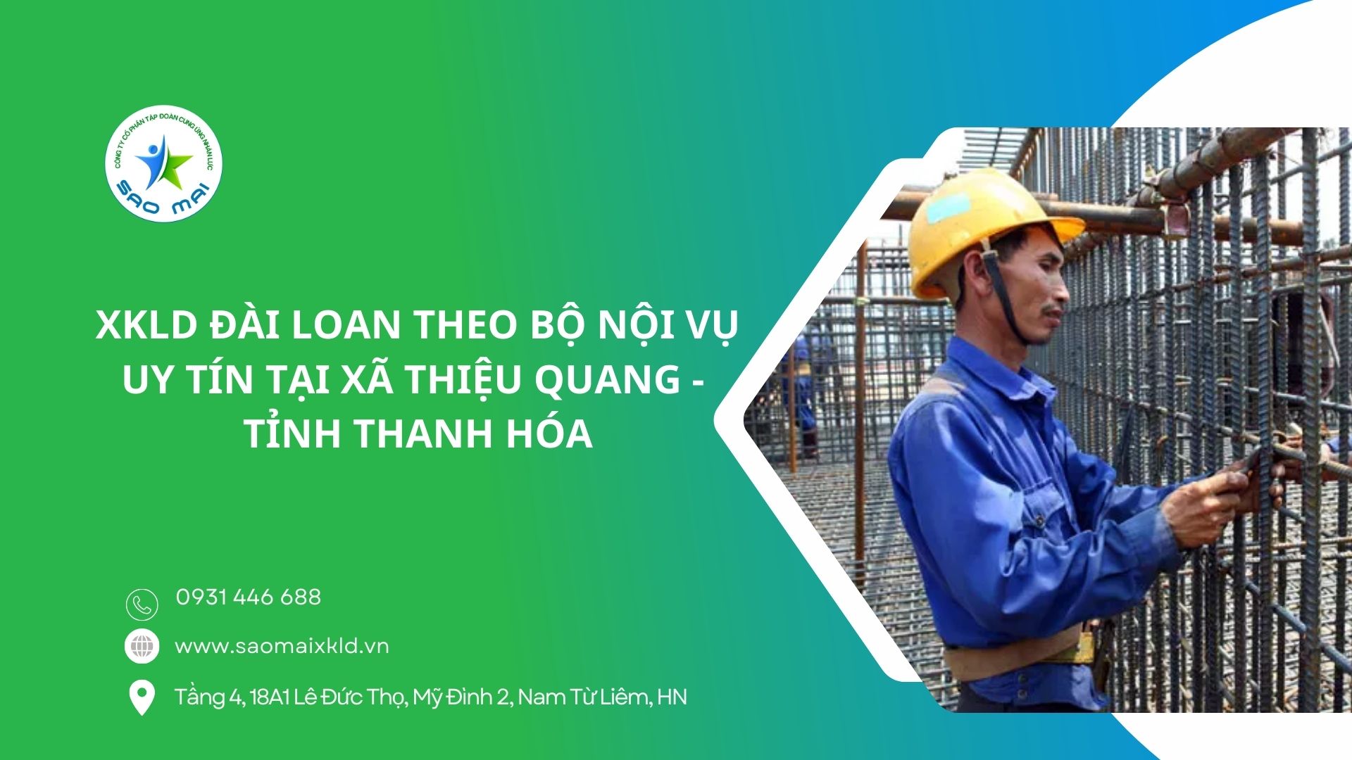 XKLD Đài Loan giấy phép do BLĐTBXH (Bộ Nội vụ) cấp uy tín tại xã Thiệu Quang - tỉnh Thanh Hóa
