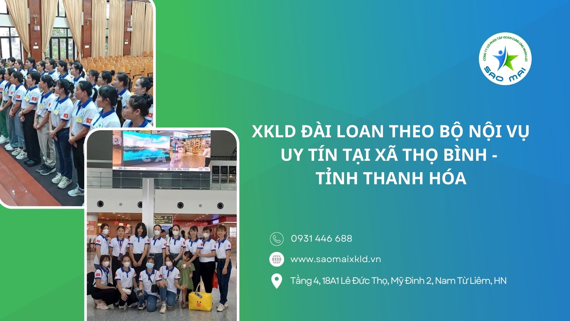 XKLD Đài Loan giấy phép do BLĐTBXH (Bộ Nội vụ) cấp uy tín tại xã Thọ Bình - tỉnh Thanh Hóa