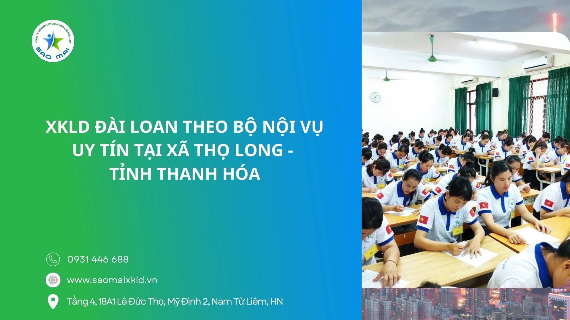 XKLD Đài Loan giấy phép do BLĐTBXH (Bộ Nội vụ) cấp uy tín tại xã Thọ Long - tỉnh Thanh Hóa