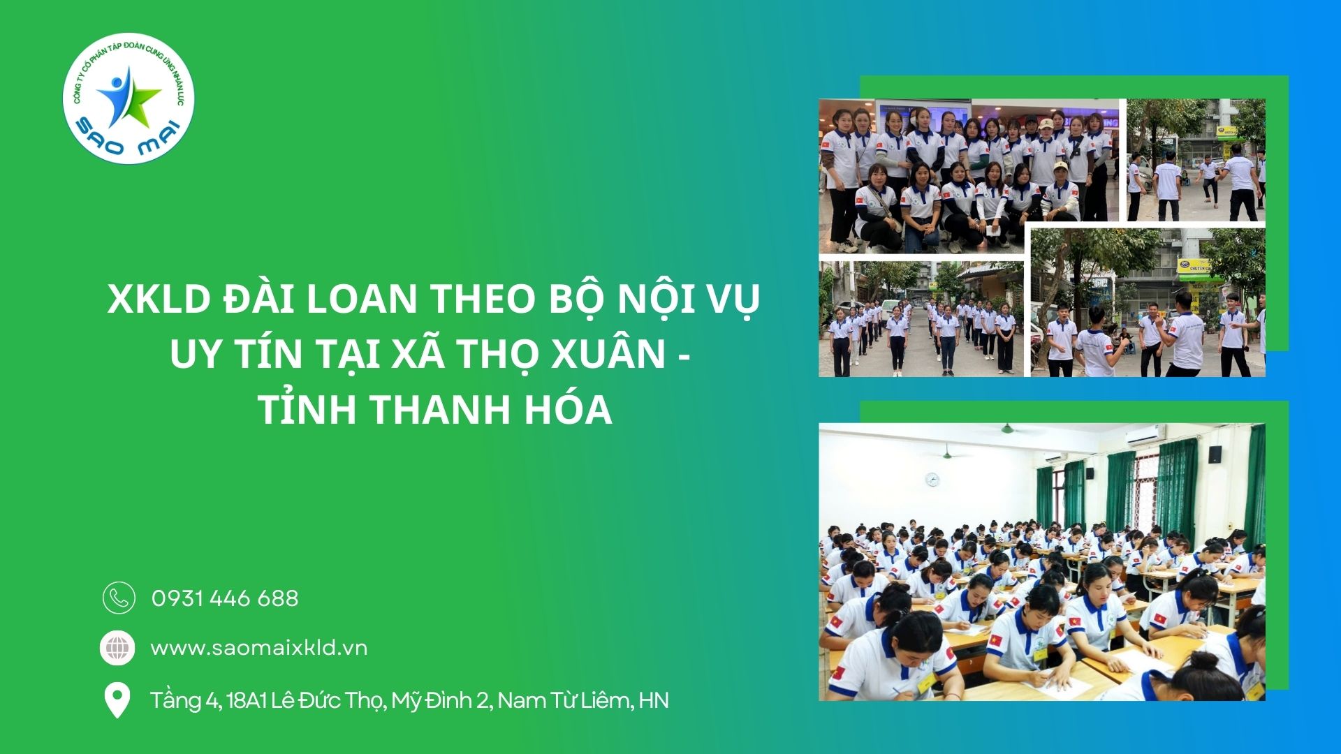 XKLD Đài Loan giấy phép do BLĐTBXH (Bộ Nội vụ) cấp uy tín tại xã Thọ Xuân - tỉnh Thanh Hóa