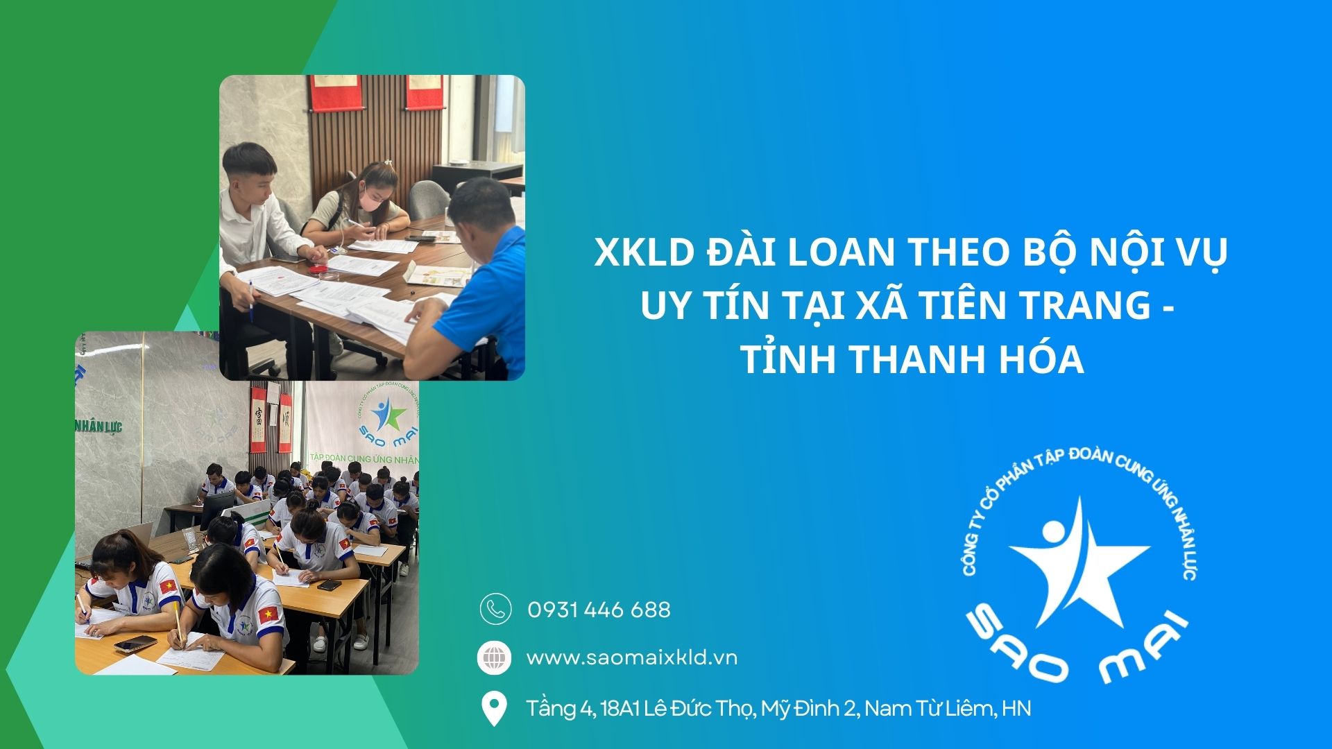 XKLD Đài Loan giấy phép do BLĐTBXH (Bộ Nội vụ) cấp uy tín tại xã Tiên Trang - tỉnh Thanh Hóa
