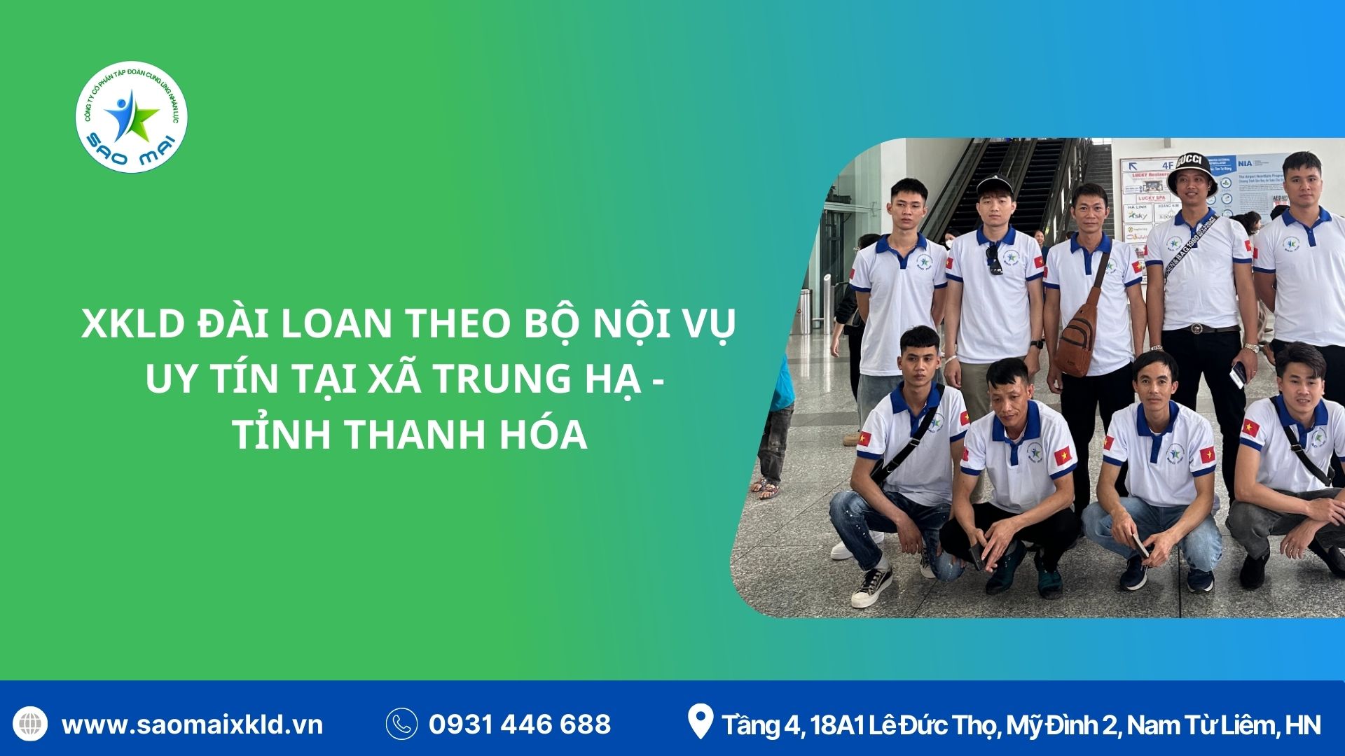 XKLD Đài Loan giấy phép do BLĐTBXH (Bộ Nội vụ) cấp uy tín tại xã Trung Hạ - tỉnh Thanh Hóa