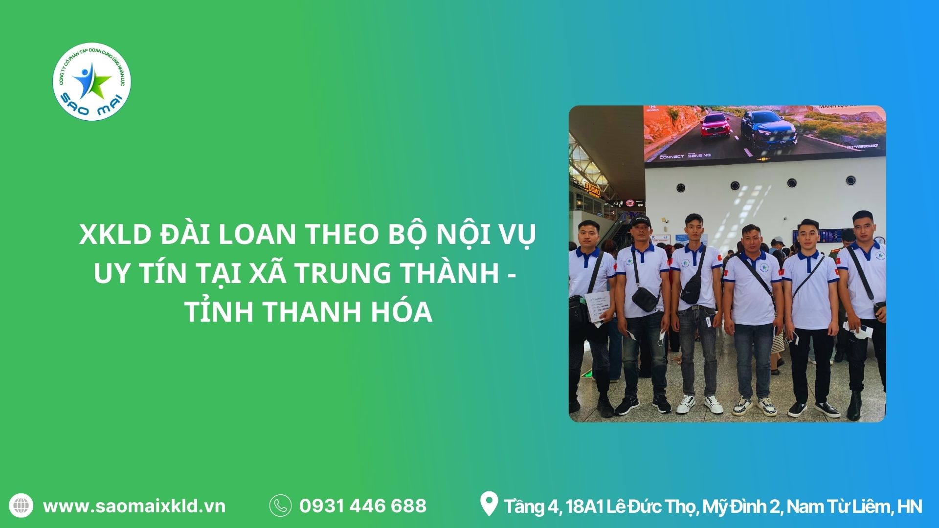 XKLD Đài Loan giấy phép do BLĐTBXH (Bộ Nội vụ) cấp uy tín tại xã Trung Thành - tỉnh Thanh Hóa