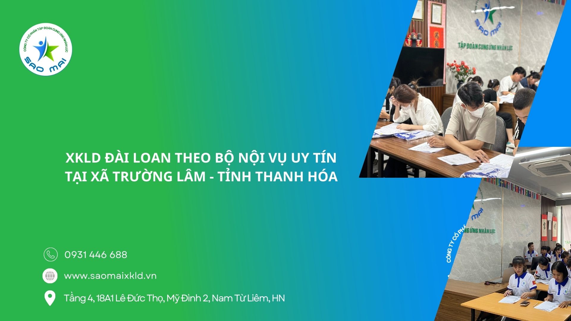XKLD Đài Loan giấy phép do BLĐTBXH (Bộ Nội vụ) cấp uy tín tại xã Trường Lâm - tỉnh Thanh Hóa