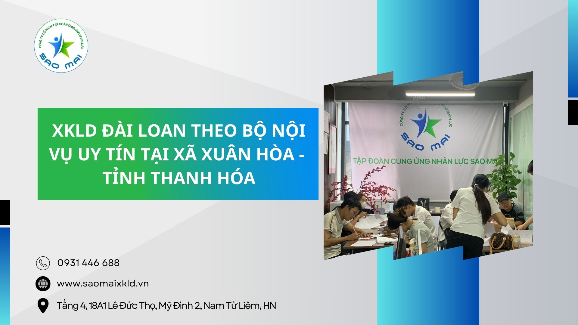 XKLD Đài Loan giấy phép do BLĐTBXH (Bộ Nội vụ) cấp uy tín tại xã Xuân Hòa - tỉnh Thanh Hóa