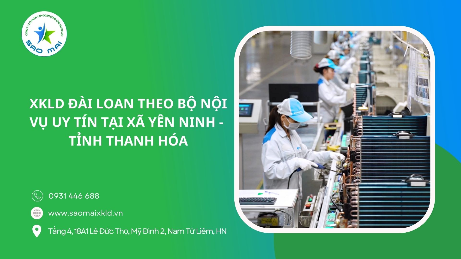 XKLD Đài Loan giấy phép do BLĐTBXH (Bộ Nội vụ) cấp uy tín tại xã Yên Ninh - tỉnh Thanh Hóa