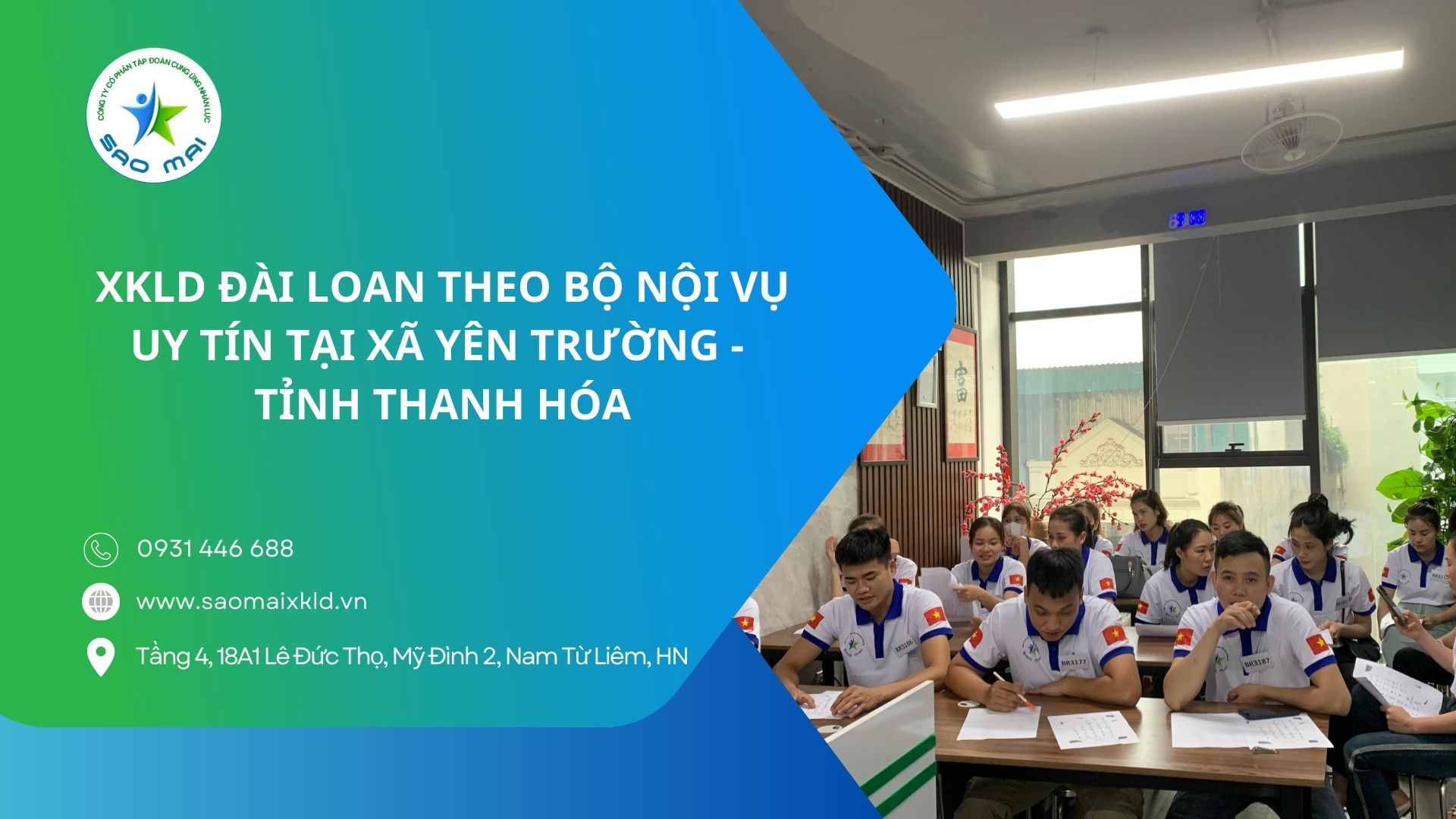 XKLD Đài Loan giấy phép do BLĐTBXH (Bộ Nội vụ) cấp uy tín tại xã Yên Trường - tỉnh Thanh Hóa