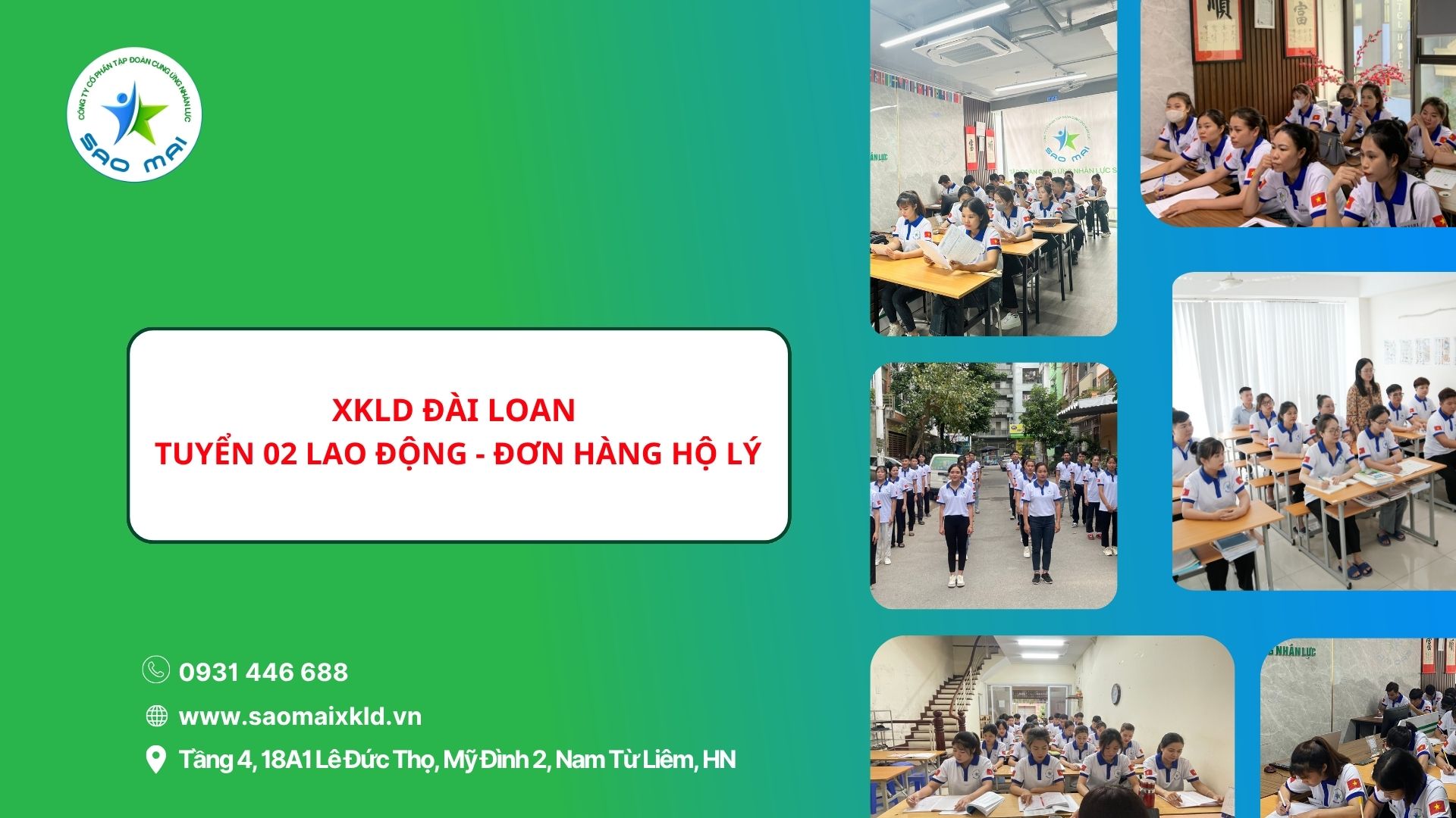 XKLD ĐÀI LOAN ĐƠN HÀNG HỘ LÝ TUYỂN 02 LAO ĐỘNG LÀM VIỆC TẠI ĐÀI NAM