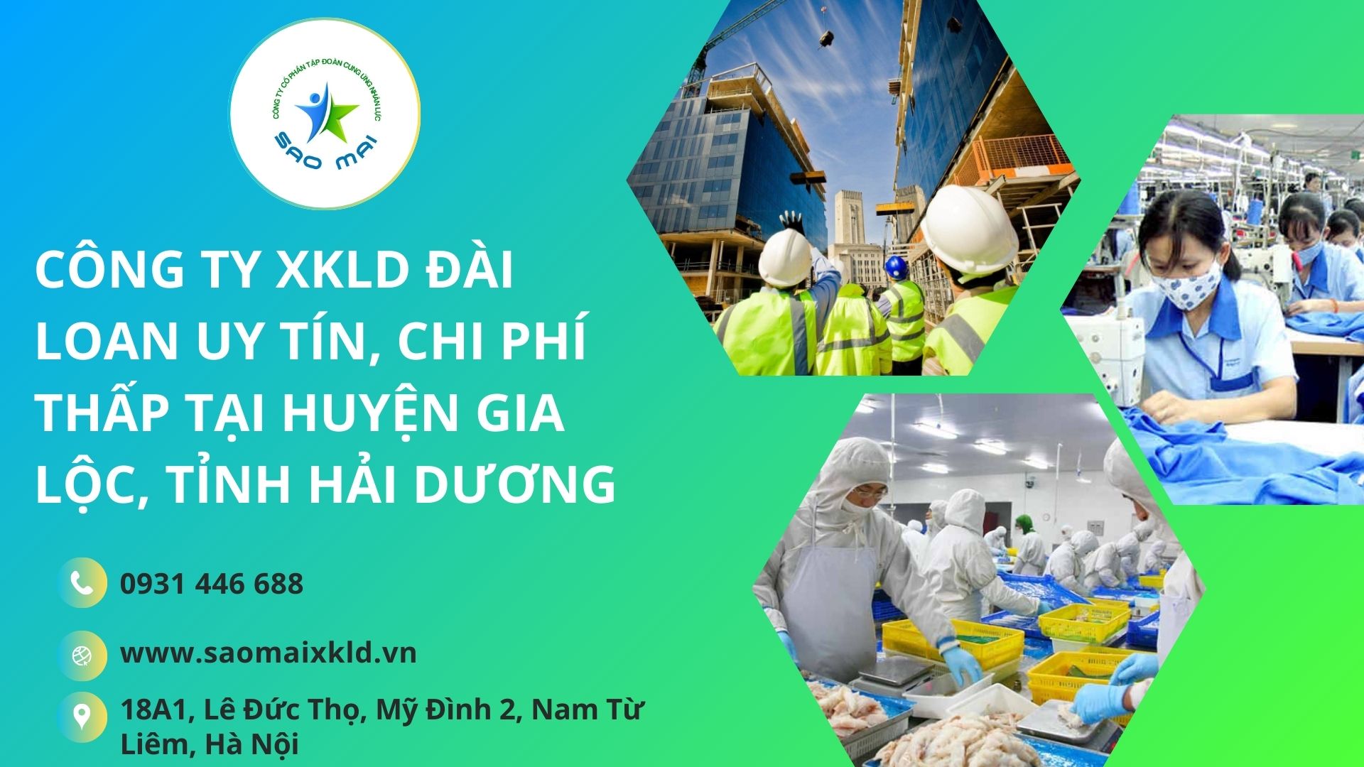 Công ty xuất khẩu lao động ĐÀI LOAN uy tín với chi phí thấp tại huyện GIA LỘC, tỉnh HẢI DƯƠNG