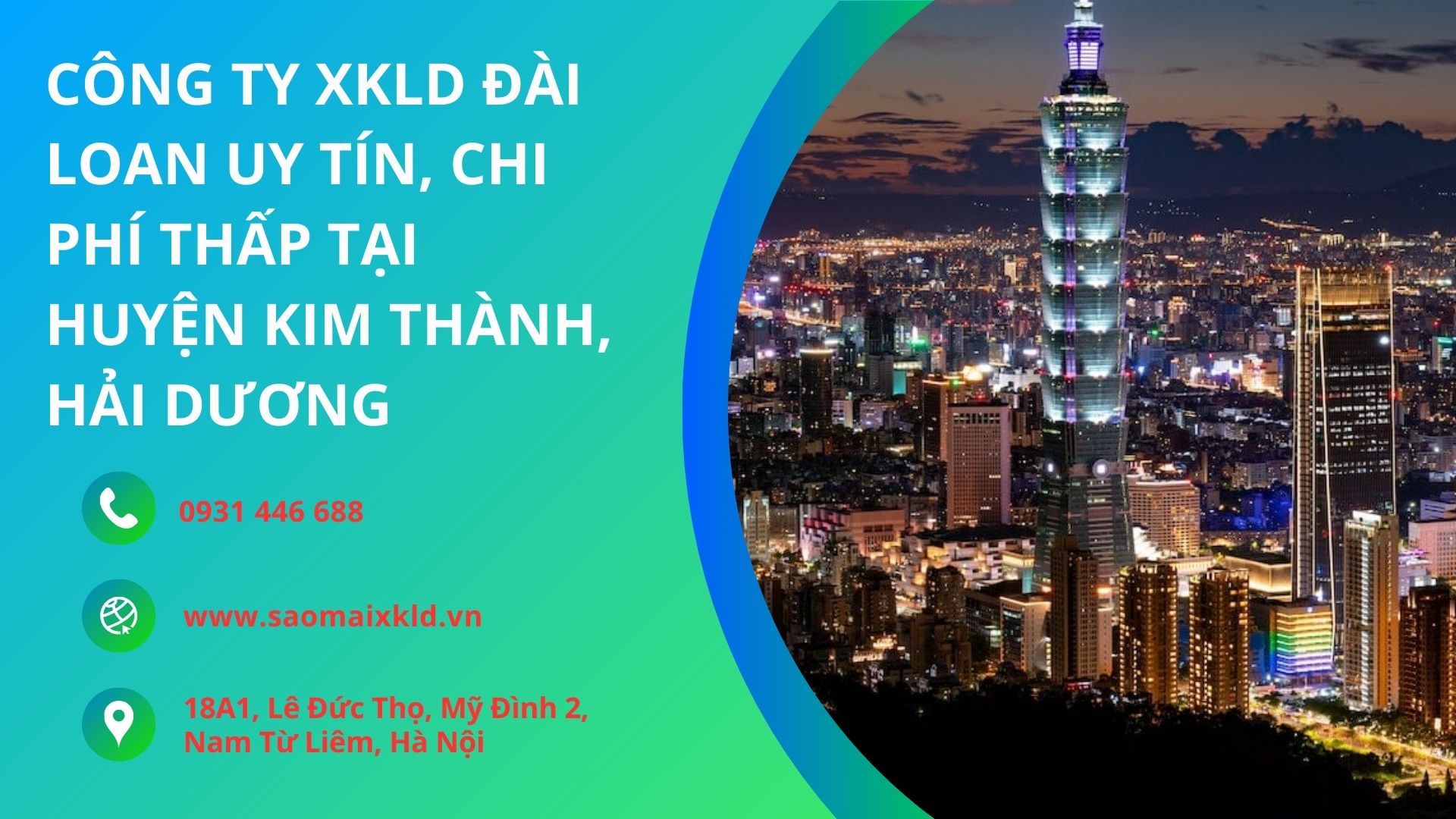 Công ty xuất khẩu lao động ĐÀI LOAN với chi phí thấp và bay nhanh tại huyện Kim Thành, tỉnh Hải Dương