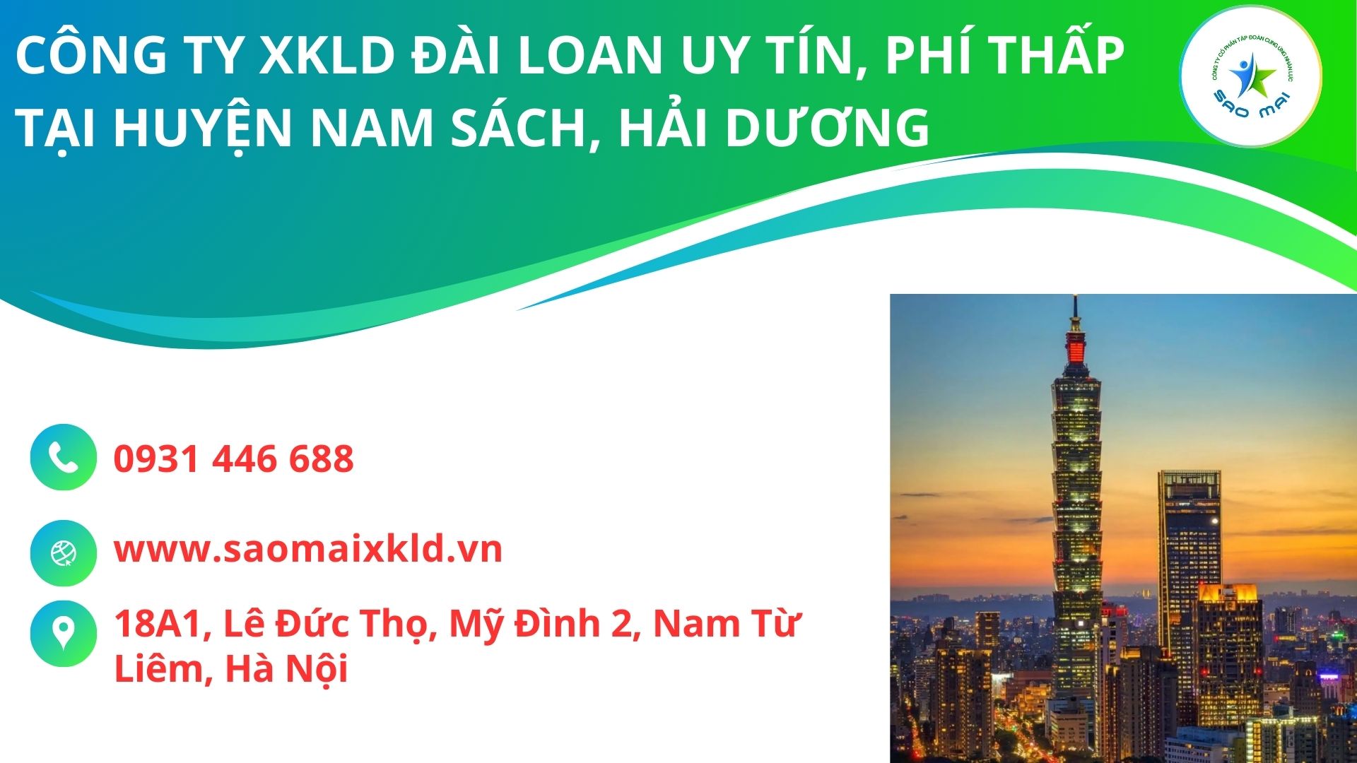 Công ty xuất khẩu lao động Đài Loan uy tín chi phí thấp tại huyện Nam Sách, tỉnh Hải Dương