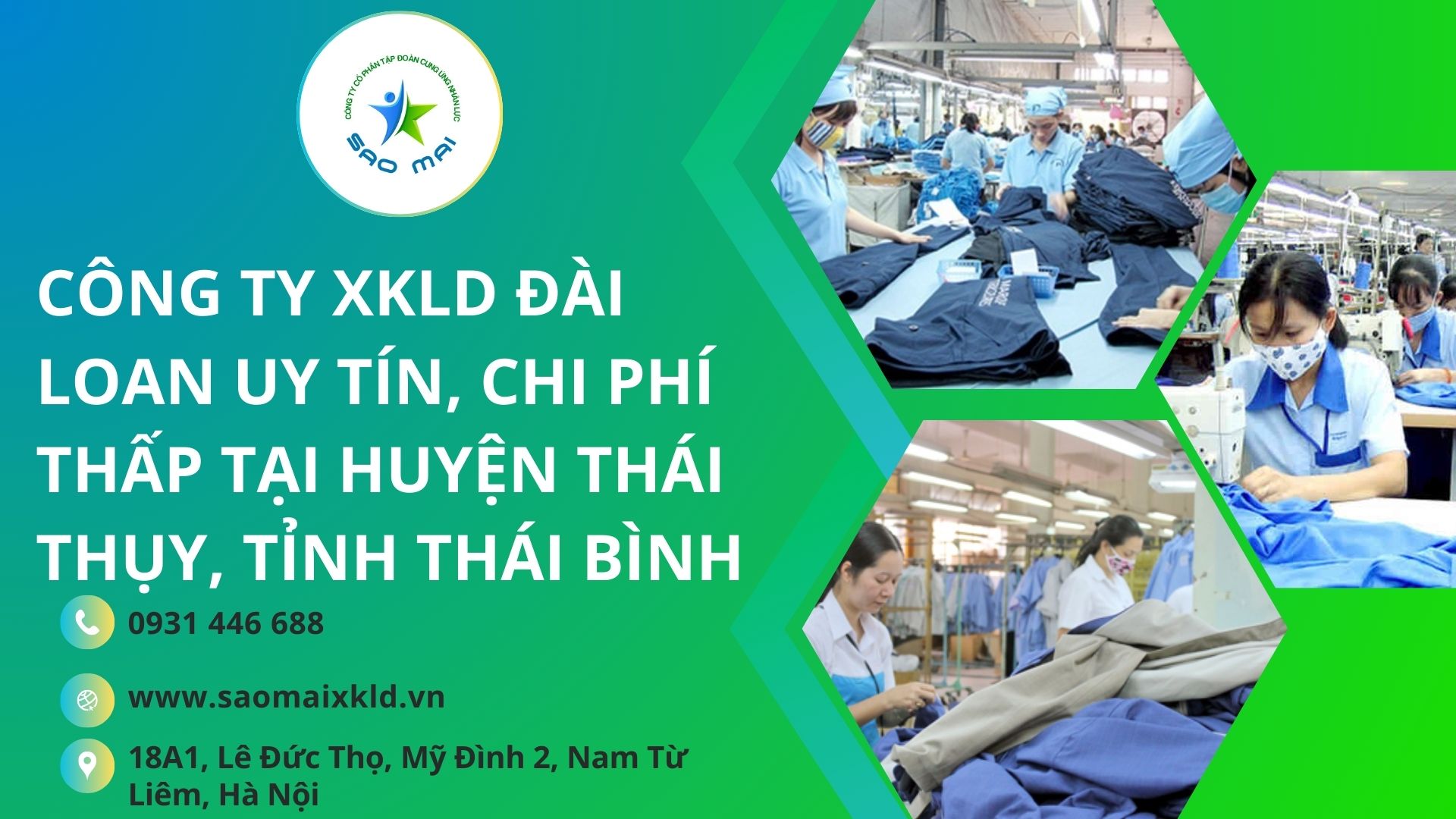 Công ty xuất khẩu lao động ĐÀI LOAN uy tín với chi phí thấp và bay nhanh tại huyện Thái Thụy, tỉnh Thái Bình