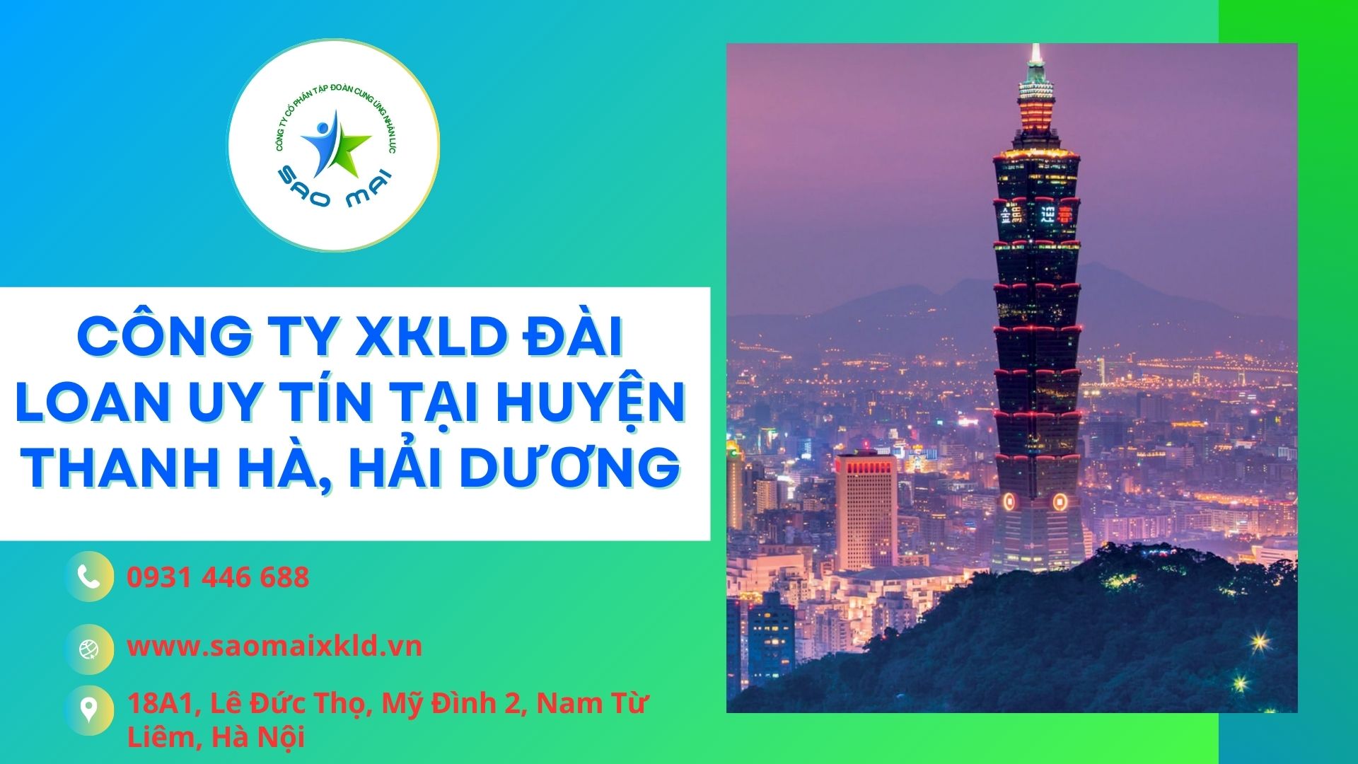 Công ty xuất khẩu lao động Đài Loan uy tín chi phí thấp tại huyện THANH HÀ, tỉnh HẢI DƯƠNG