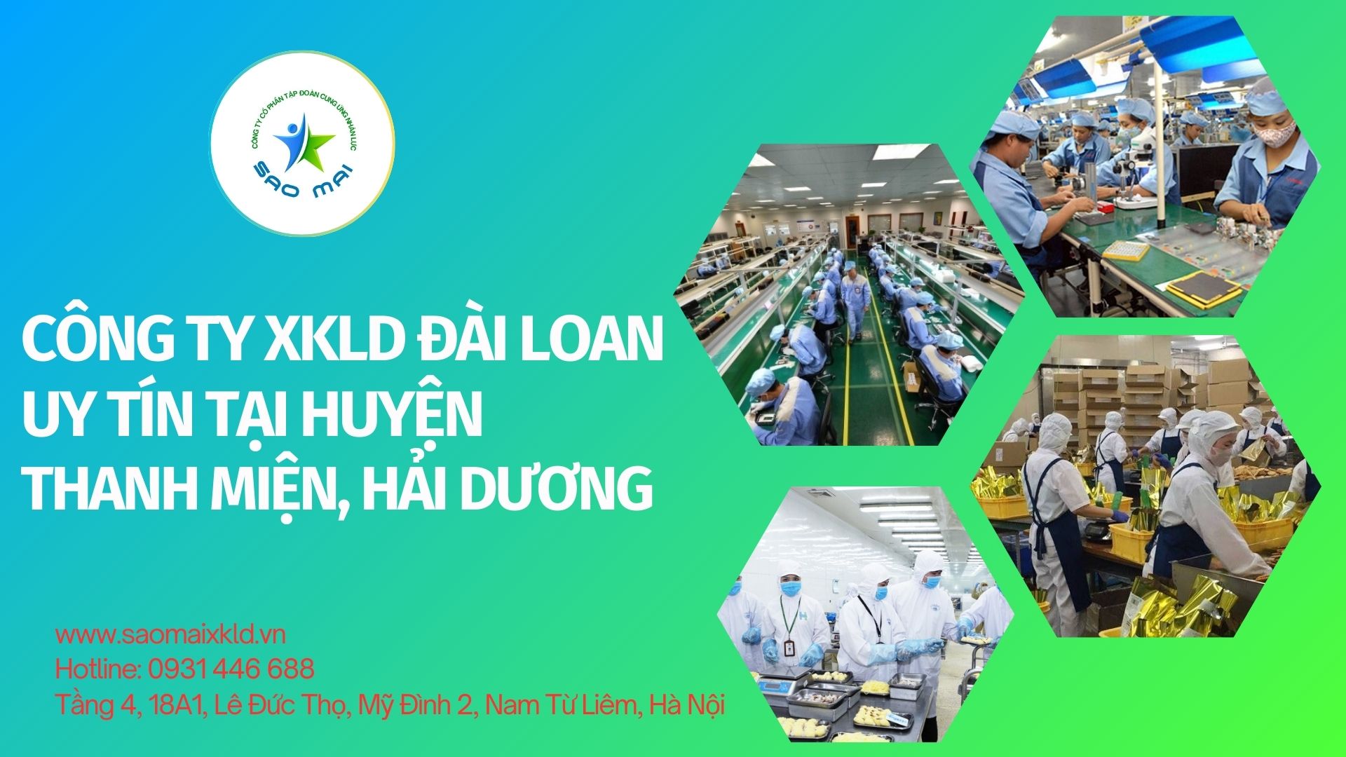 Công ty xuất khẩu lao động ĐÀI LOAN uy tín chi phí thấp tại huyện THANH MIỆN, tỉnh Hải Dương