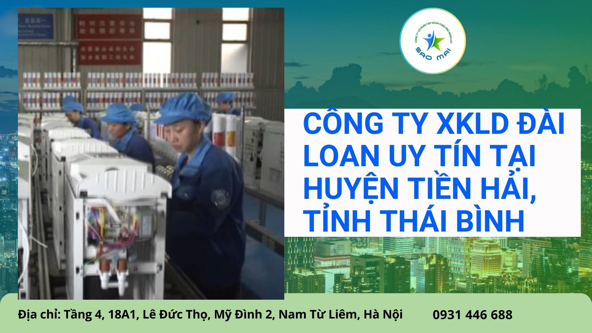 Công ty xuất khẩu lao động ĐÀI LOAN uy tín với chi phí thấp và bay nhanh tại huyện Tiền Hải, tỉnh Thái Bình