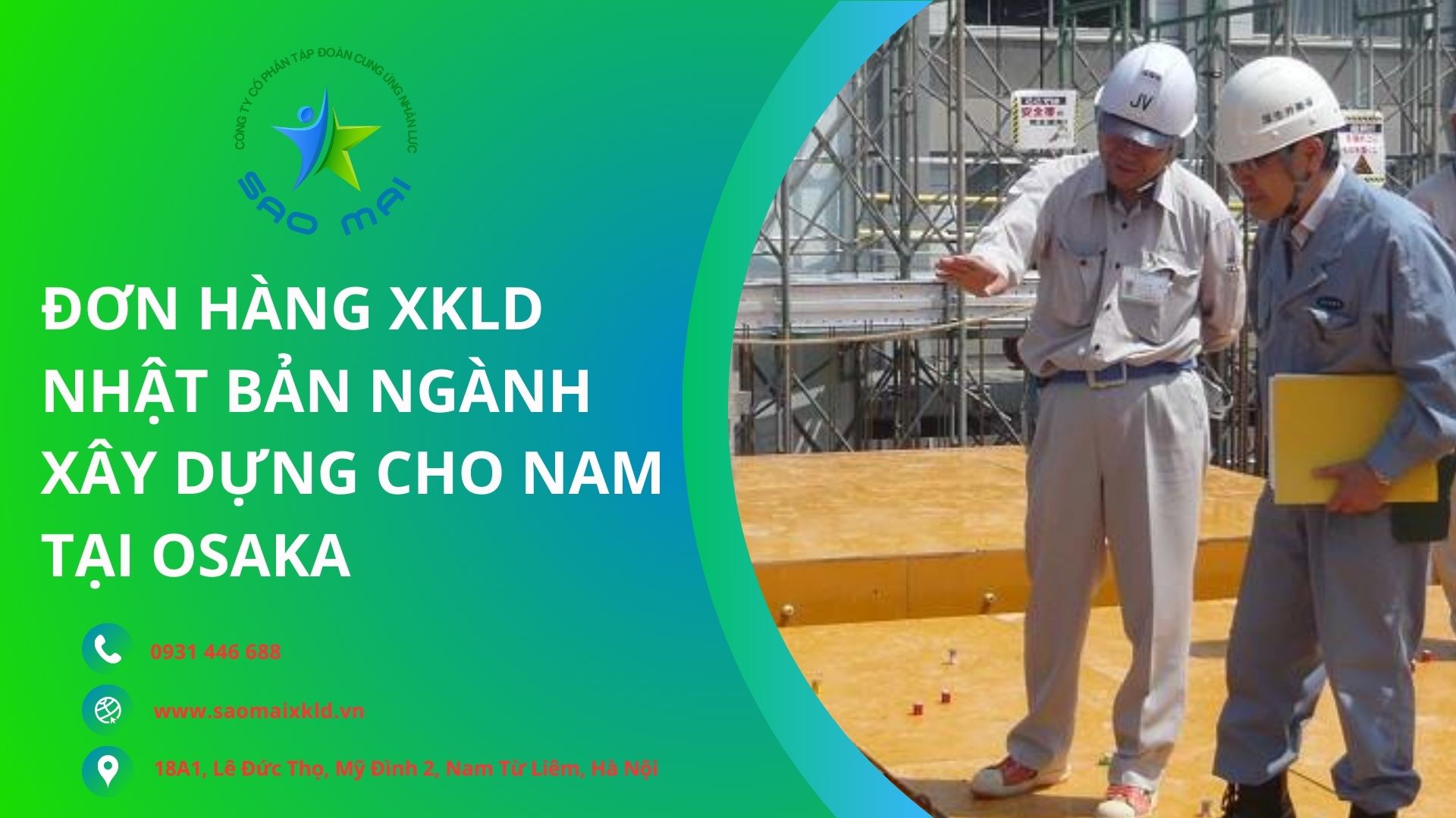 XKLD Nhật Bản ngành Xây Dựng tuyển dụng 08 Nam làm việc tại OSAKA thu nhập cao, tăng ca nhiều