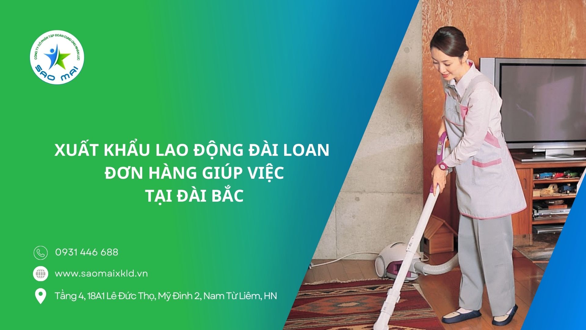 Đi xuất khẩu lao động Đài Loan với đơn hàng Giúp việc tại Đài Bắc phí rẻ, bay nhanh