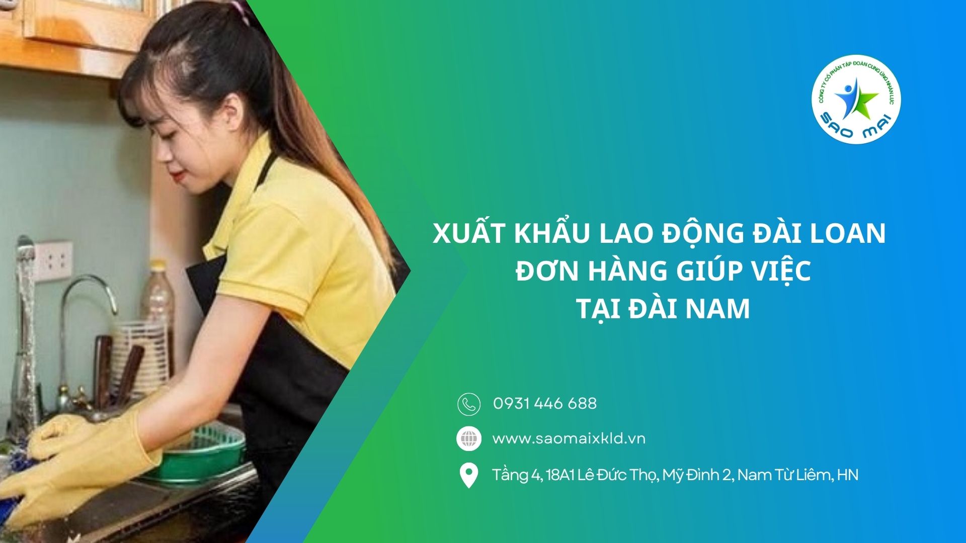 Đi xuất khẩu lao động Đài Loan với đơn hàng Giúp việc tại Đài Nam phí rẻ, bay nhanh