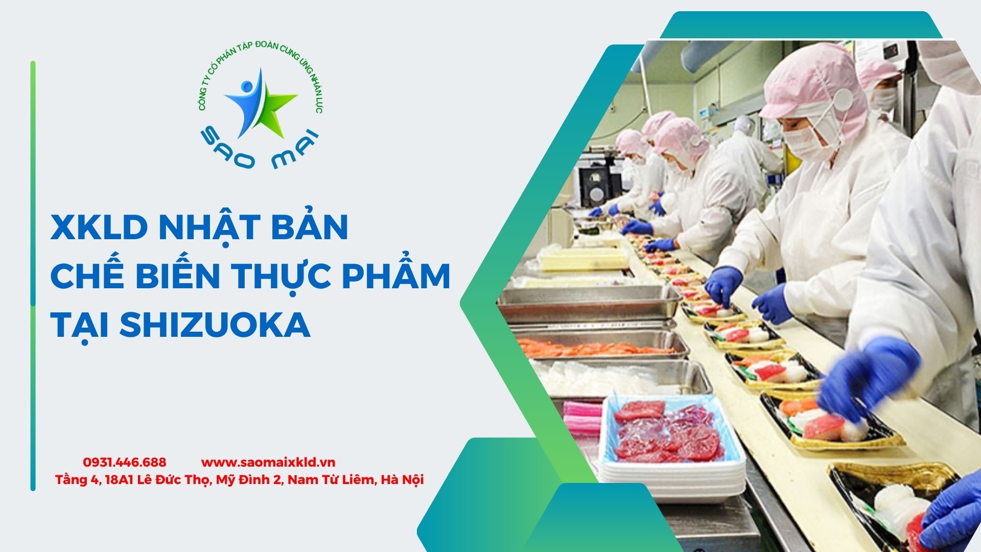 XKLD NHẬT BẢN chế biến thực phẩm cần tuyển 30 nữ làm việc tại SHIZUOKA