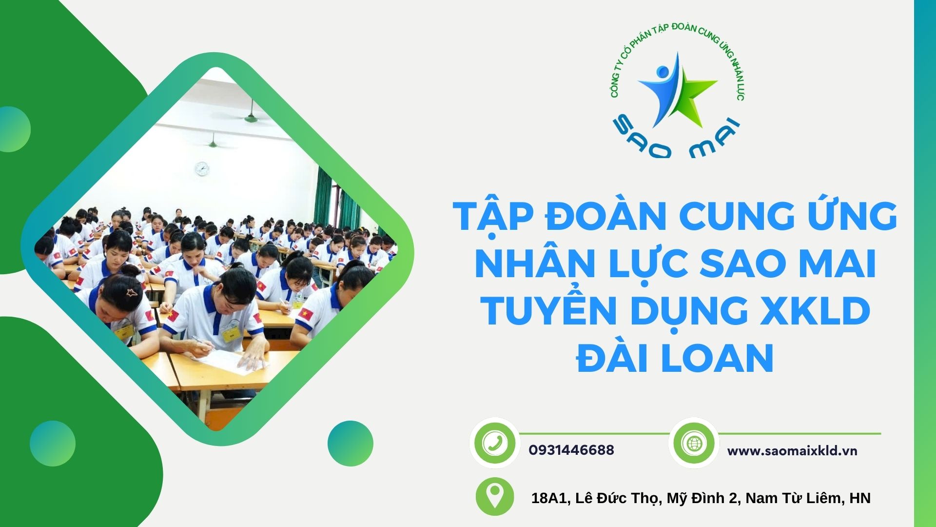 Tập đoàn cung ứng nhân lực Sao Mai LIÊN TỤC TUYỂN DỤNG lao động Nam Nữ đi XKLD Đài Loan